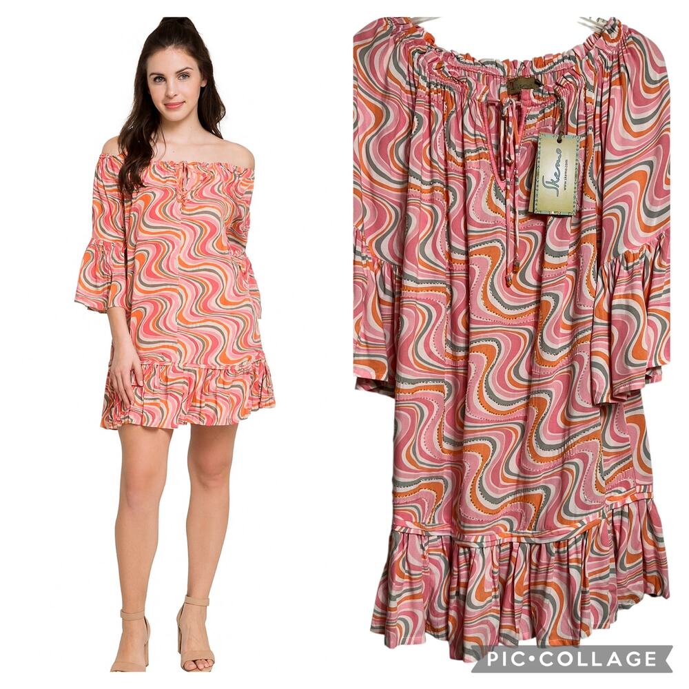 Skemo Tulum Coral Beaded‎ Dress - New with Tags XS (2878)